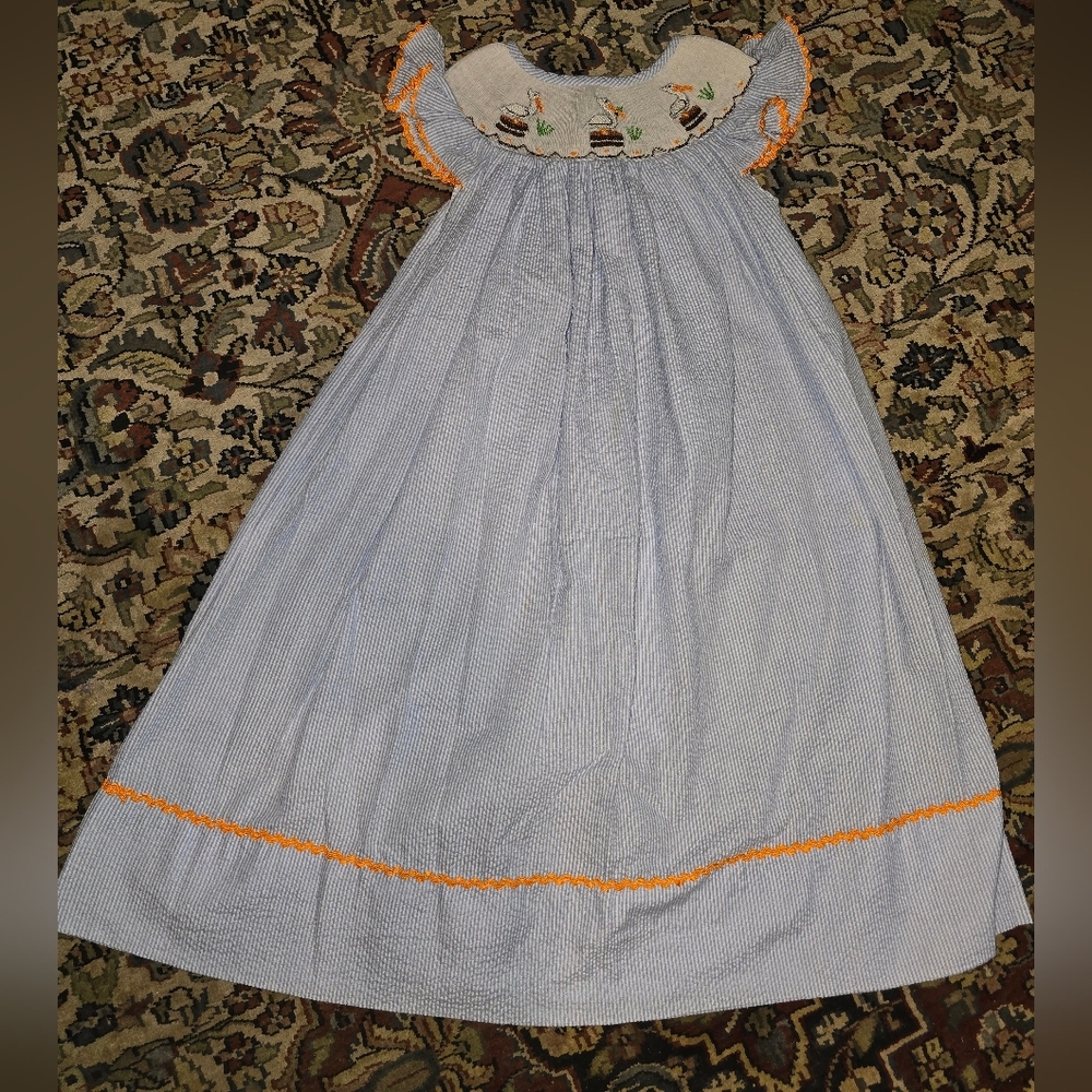 Molly Pop Pelican Smocked dress. Girls 5
